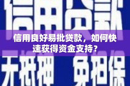 赣州信用良好易批贷款，如何快速获得资金支持？