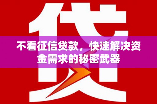 赣州不看征信贷款，快速解决资金需求的秘密武器